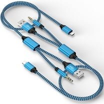 Compatible for iPhone Aux Cord 2 Pack,2 in 1 Charging to 3.5 mm Aux Audio Jack,4FT AUX Audio Cable Charger Splitter Cable Compatiable for iPhone Car Stereo Speaker Headphone,Support iOS System,Blue