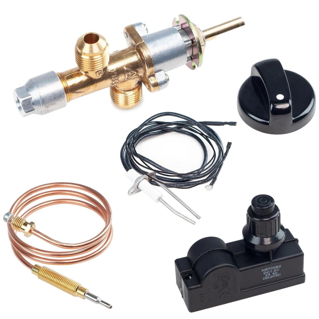 Sinyiin 5Pieces Gas Control Valves and Electrode Igniter Set Metal Texture for Fire Pits
