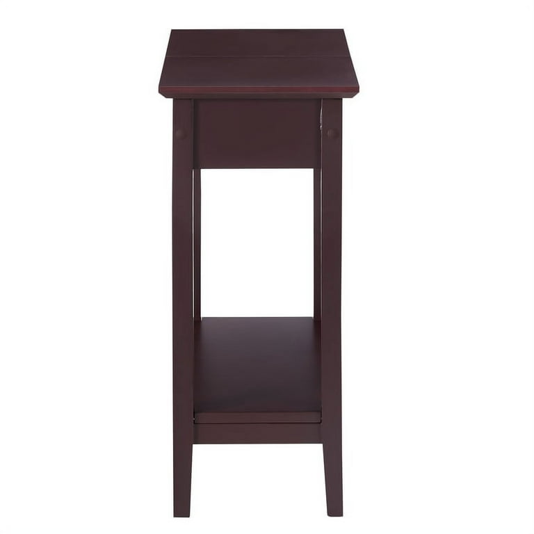Flip Top Narrow End Table with Storage Narrow Side Tables for Small Spaces Slim End Table with Storage Shelf Skinny Nightstand Sofa Table for
