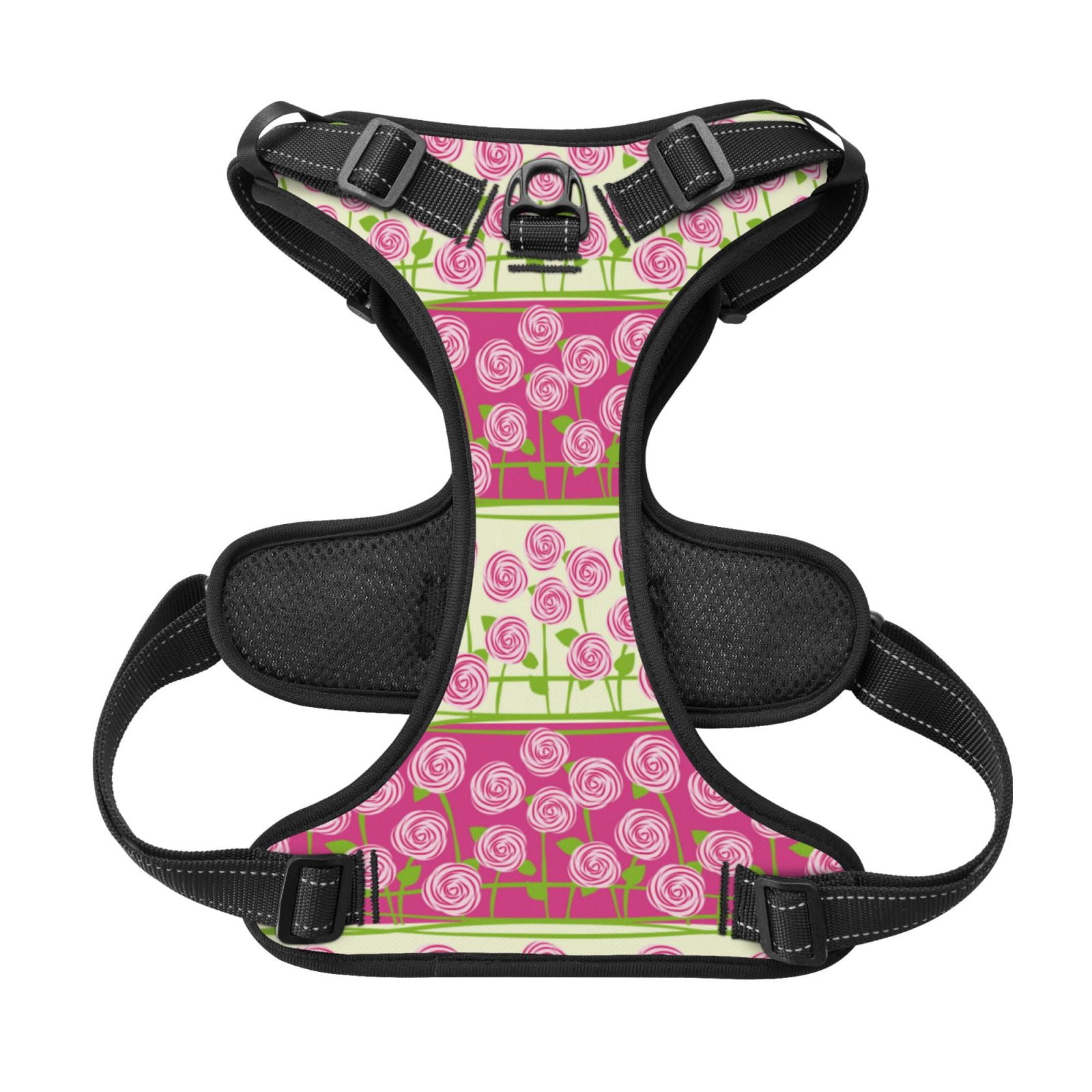 Kdxio Flowers Print No Pull Dog Harness Adjustable Reflective Oxford Easy Control Medium Large Dog Harness for Training and Everyday-X-Large