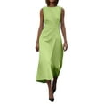 thumbnail image 1 of Vestido largo con cinturón, cuello redondo y manga larga, poliéster y spandex, estilo informal y elegante, tallas S-XXXL, 1 of 5