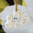 thumbnail image 2 of Unique Hawaiian Large Octopus Necklace, Hand Carved Buffalo Bone Octopus Necklace, N9114 Birthday Valentine Gift, Island Jewelry, 2 of 4