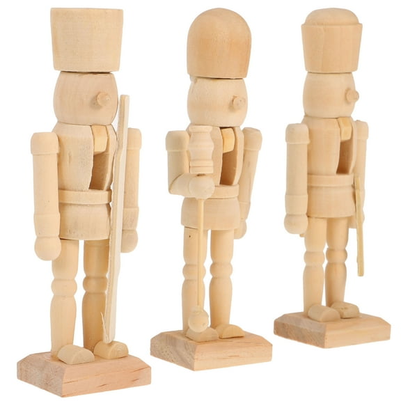 Raindrops  3 Pcs Nutcracker for Crafting Wooden to Paint Puppets Child