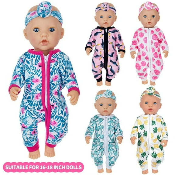 AmaMary 16-18 Inch Rebirth Soft Doll Clothes 5 Pcs Sweet and Cute Doll Bodysuits 3 Years   Kids New Year Gifts