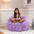 thumbnail image 4 of Jaxx Saxx 3 Foot Bean Bag Chair For Kids - Faux Fur - Fun Colors Bellflower Purple, 4 of 5