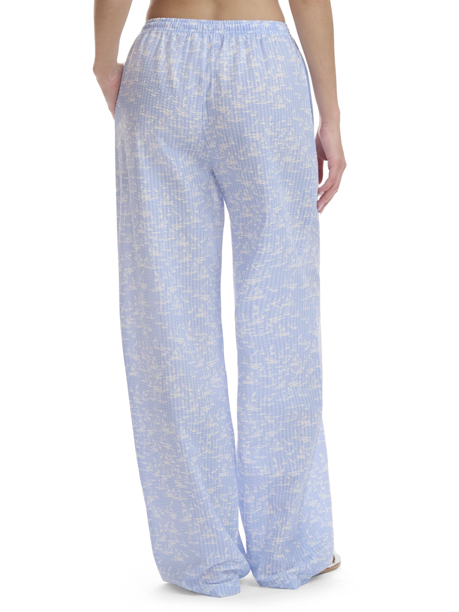 Mills by Millie Bobby Brown Women's Wide Leg Seersucker Palazzo Pants, Sizes XXS-XXL