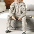 thumbnail image 6 of Yaltungu Winter Pajamas for Men 2 Piece Sets Long Sleeve Tops Pants Loose Fleece Warm Comfy Casual Sleepwear Outfits, 6 of 6