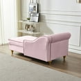 thumbnail image 5 of Luxurious Pink Velvet Chaise Lounge Chair with Hidden Storage, Gold Metal Legs, Modern Upholstered Sofa for Living Room & Bedroom, Comfortable & Stylish Seating (60.6" L), 5 of 12