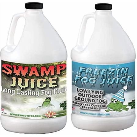 Swamp Juice and Freezin Fog Bundle, Ridiculously Long-Lasting Fog Fluid and Low-Lying Fog Fluid for Professional and Home Haunters, Theatrical Effects, and DJs, 2 Gallons