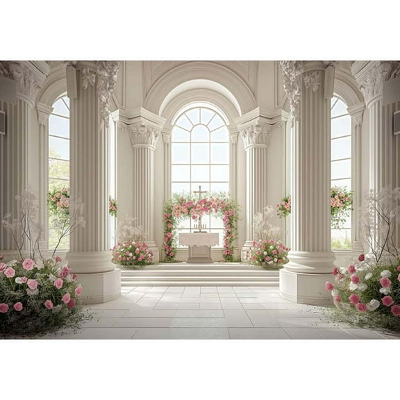 Allenjoy White Wedding Chapel Backdrop