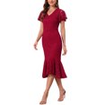 thumbnail image 4 of INSPIRE CHIC Womens' Lace Floral Dresses Fishtail Formal Cocktail Short Sleeve Midi Dress 2XL Red, 4 of 6