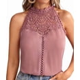 thumbnail image 2 of Women'S Hollow Out Lace Vest Top Summer Fashion Sleeveless Blouse Chic Casual Streetwear Skin Red XL, 2 of 9