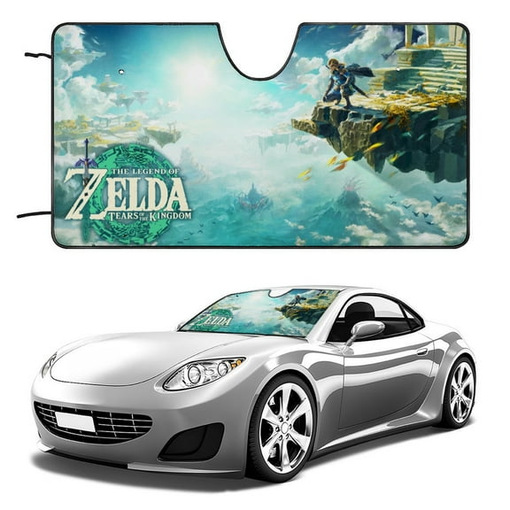 The Legend of Zelda-theme Windshield Sun Shade Front Protector Folding Car Sun Visor Blocks Uv Rays Keeps Your Vehicle Cool56in*30in(140cm*76cm)