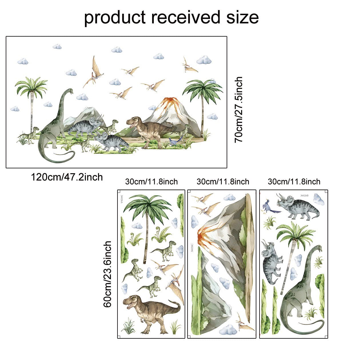 Large Dinosaurs Wall Decals Animal Dino Tropical Palm Tree Wall Stickers Dino Volcano Wall Stickers Boys Bedroom Playroom Baby Nursery Wall Decor