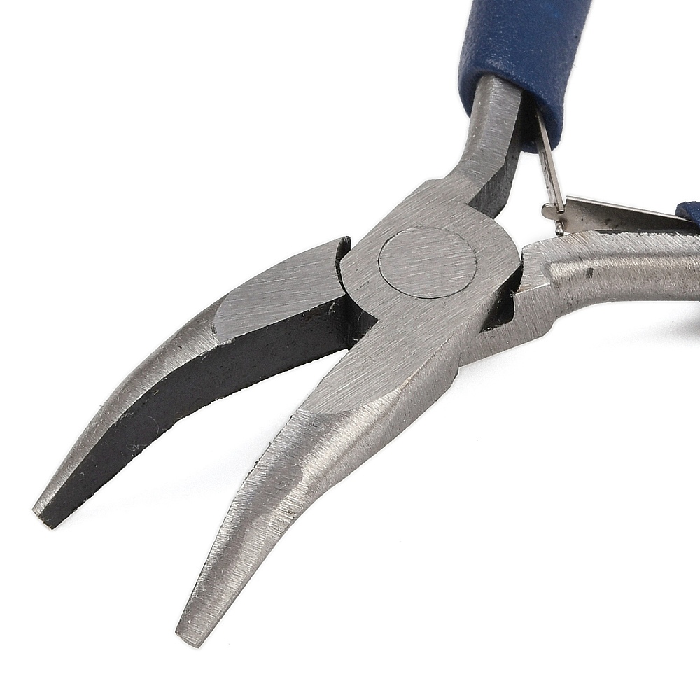 10pcs 45# Carbon Steel Jewelry Pliers Bent Nose Pliers Polishing Royal Blue Stainless Steel color 13x7.4x1.7cm