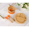 thumbnail image 6 of TATA AMG ® Baby Bamboo Plate and Bowl Set with Spoons and Fork, Silicone Suction Plate and Bowl Set for Toddlers - Baby Led Weaning Bamboo Feeding Set - BPA Free, 6 of 9