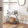 thumbnail image 3 of Luggage Rack, Set of 2, Foldable Suitcase Stands for Guest Room, Metal Luggage Holder with Storage Shelf for Bedroom, Hotel, Easy Assemble, HLR02GY, 3 of 7