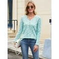 thumbnail image 2 of Womens Waffle Knit Tops V Neck Long Sleeve Shirts Dresy Casual Blouses Fall Outfits 2025 Green M, 2 of 7