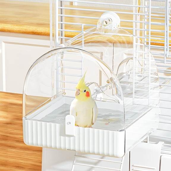 Hanging Bird Bath for Cage, 3 in 1 Multifunction Bird Bath/Bowl/House, Bird Cage Accessories Suitable for Small to Medium Birds, Like Lovebirds, Finches, Parakeets, Mannikin