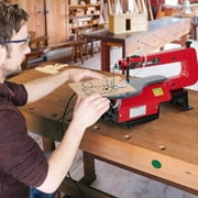 M optimized 16-Inch Variable Speed Scroll Saw with Extra-Large Adjustable Tilting Work Table, Easy-Access Blade Changes, Red