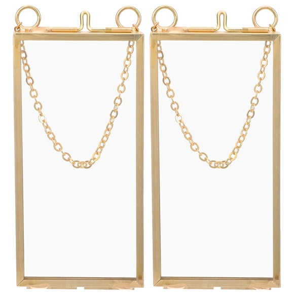 Shisuyan 2pcs Vertical Photo Frames Hanging Glass Picture Frame Pressed Flower Frames