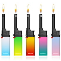 Navpeak Mini Candle Lighter Colorful Set Multipurpose Utility Lighters with Extended Wand Handy Gas Refillable for Kitchen Fireplace Pilot Light BBQ Grill Stove 5 Pack (Butane Included)