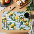 thumbnail image 2 of Yellow Lemon Placemats Set of 6 Rustic Summer Fruit Blue Strip Watercolor Place Mats Indoor Wipeable Table Mats Washable Cloth Dining Table Placemats for Kitchen Holiday Party Home Decor 13x19 Inch, 2 of 9