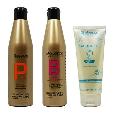 Wheat Protein Conditioner - Salerm Protein Shampoo & Balsam Conditioner 250ml & 21 Silk Protein Leave-in Conditioner 100ml