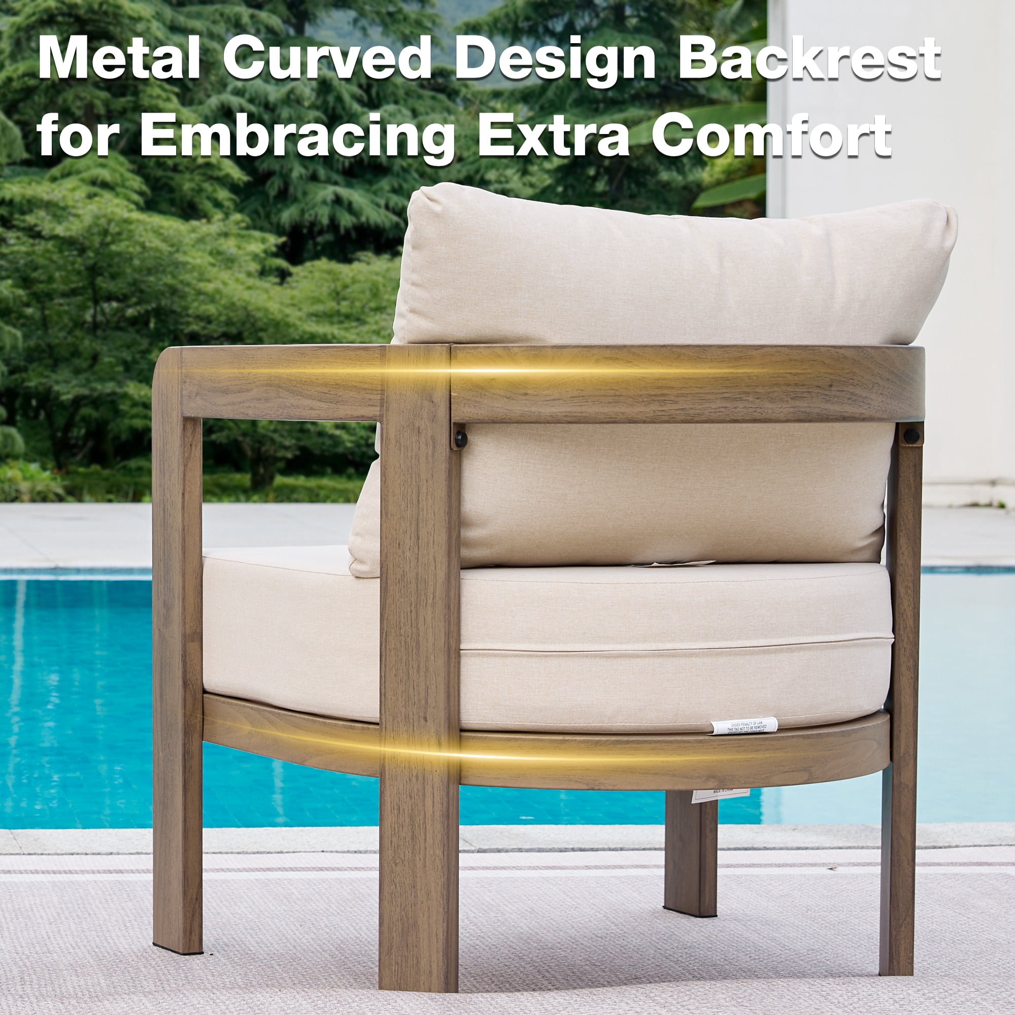 COMLAX FIELD Outdoor Furniture Set, 2-Piece Metal Modern Patio Armchairs with Thick Cushions, Outdoor Conversation Set Balcony Chairs