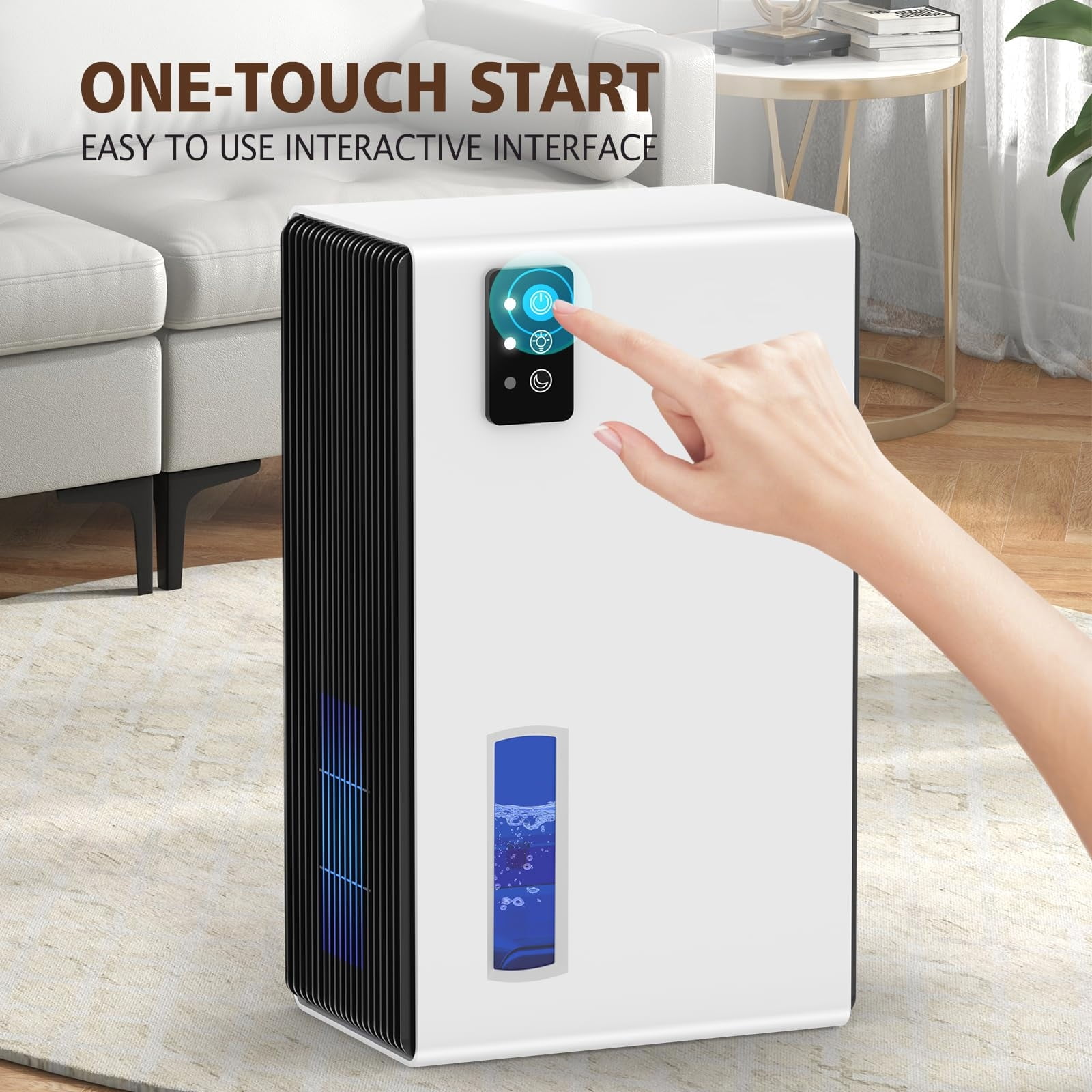 Dehumidifier for Home, 95 OZ Water Tank, (1000 sq.ft) Dehumidifiers for Bathroom Bedroom Basement with Auto Shut Off,7 Colors LED Light(White)