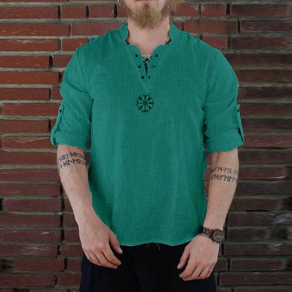 Ancient Viking Lace Up V Neck Long Sleeve Shirt – Valhalla Vikings