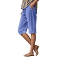thumbnail image 2 of Capri Pants for Women 2025 Summer Elastic Waist Straight Leg Loose Linen Capris with Pockets Womens Cropped Pants, 2 of 8