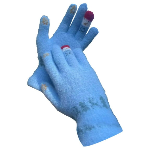 DJN Under $5 Red And White Gloves Christmas Touchscreen Gloves for Women Men, Thermal Knitted Winter Gloves with Cute Xmas Print, Windproof & Grippy, Ideal Christmas Gift