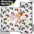 thumbnail image 4 of Monster Cartoon Truck White Pattern Teens Toddler Nap Mat with Pillow, Sleeping Mat Bag for Preschool Daycare 51"x22", 4 of 6