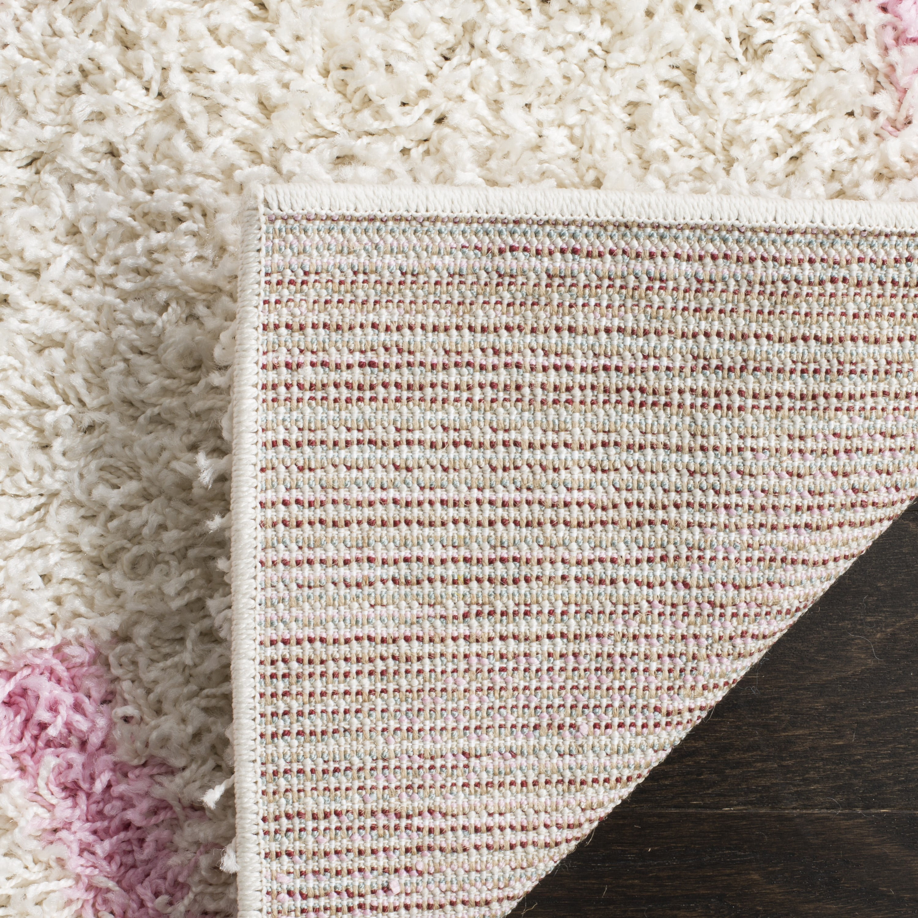 SAFAVIEH Dallas Logan Geometric Shag Runner Rug, Ivory/Light Pink, 2'3" x 10'