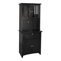 Pemberly Row 29" Farmhouse / Country Wood Buffet and Hutch in Black