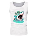 thumbnail image 3 of Mens Tank Top Summer Casual Sleeveless Cartoon Shark Print Tees Loose Comfortable Running Summer Beach Breathable Vests White XXL, 3 of 3