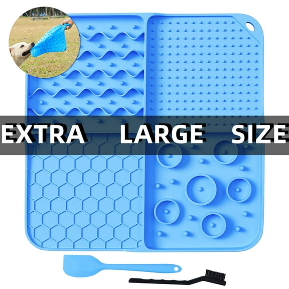KY Slow Feeder Mat for Dogs and Cats,Large Lick Mat Slow Feeder for Anxiety Relief Dog Toys Feeding Mat for Butter Yogurt Peanut, Pets Supplies Bathing Grooming Training, Blue