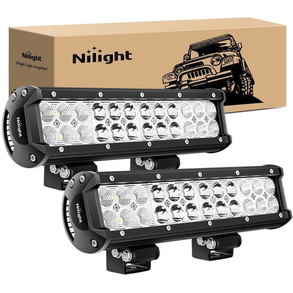 Nilight Led Light Bar 2Pcs 12Inch 72W 5040 LM Spot Flood ComboLed Off Road Lights Bright Driving Fog Boat Lights Led Work Light Bar for Trucks Pickup Golf Cart SUV ATV UTV 4x4 Van Camper