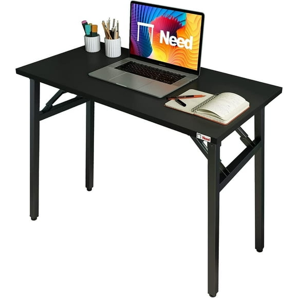 SOGES Bureau Pliant de 31,5 Pouces Sans Assemblage, Petit Bureau d'Écriture Robuste pour Petits Espaces, Noir
