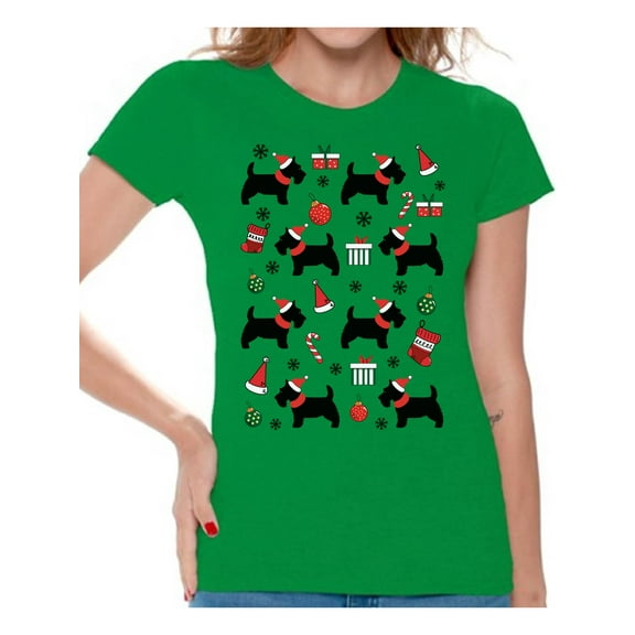 Awkward Styles Christmas Shirts for Women Xmas Puppy Dog T-Shirt