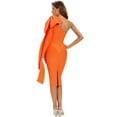 thumbnail image 3 of BEAUKEY Bow-Knot One Shoulder Long Sleeve Bandage Dresses Women's Sexy Bodycon Orange Evening Vestidos S, 3 of 6