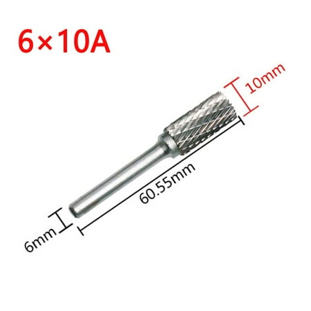 

GLFILL 6X10Mm Tungsten Carbide Burrs Rotary Drill Grinder Carving Bit Double Grain Cut