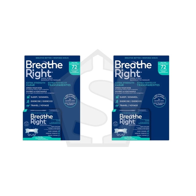 Breathe Bandes Nasales Transparentes Extra Fortes Right - Lot de 2