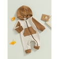 thumbnail image 3 of SUNSIOM Infant Baby Full Length Jumpsuit Contrast Color Hood Long Sleeve Romper with Zipper, 3 of 8