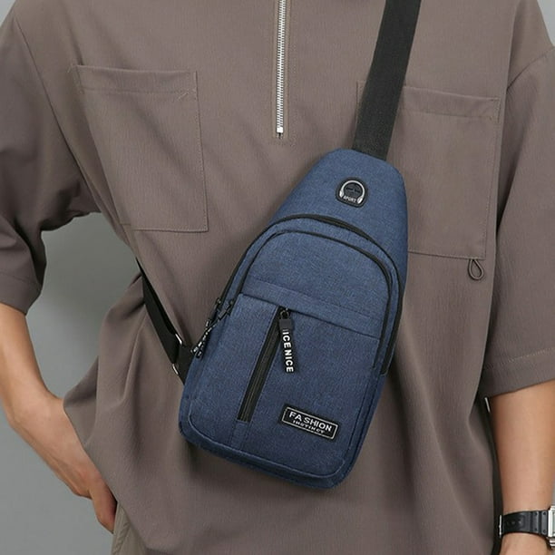 Precios Especiales y Ofertas Limitadas, Mochila bandolera con correa y orificio para auriculares, mochila con correa para senderismo, bolso bandolera multiusos Akmoler
