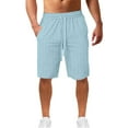 thumbnail image 3 of Blekii Men's Linen Shorts, Casual Lightweight Drawstring Shorts Spring Summer Casual Sports Bottoms, Breathable Lightweight Shorts for Hot Weather, Comfortable Lounge Or Beach, 3 of 6
