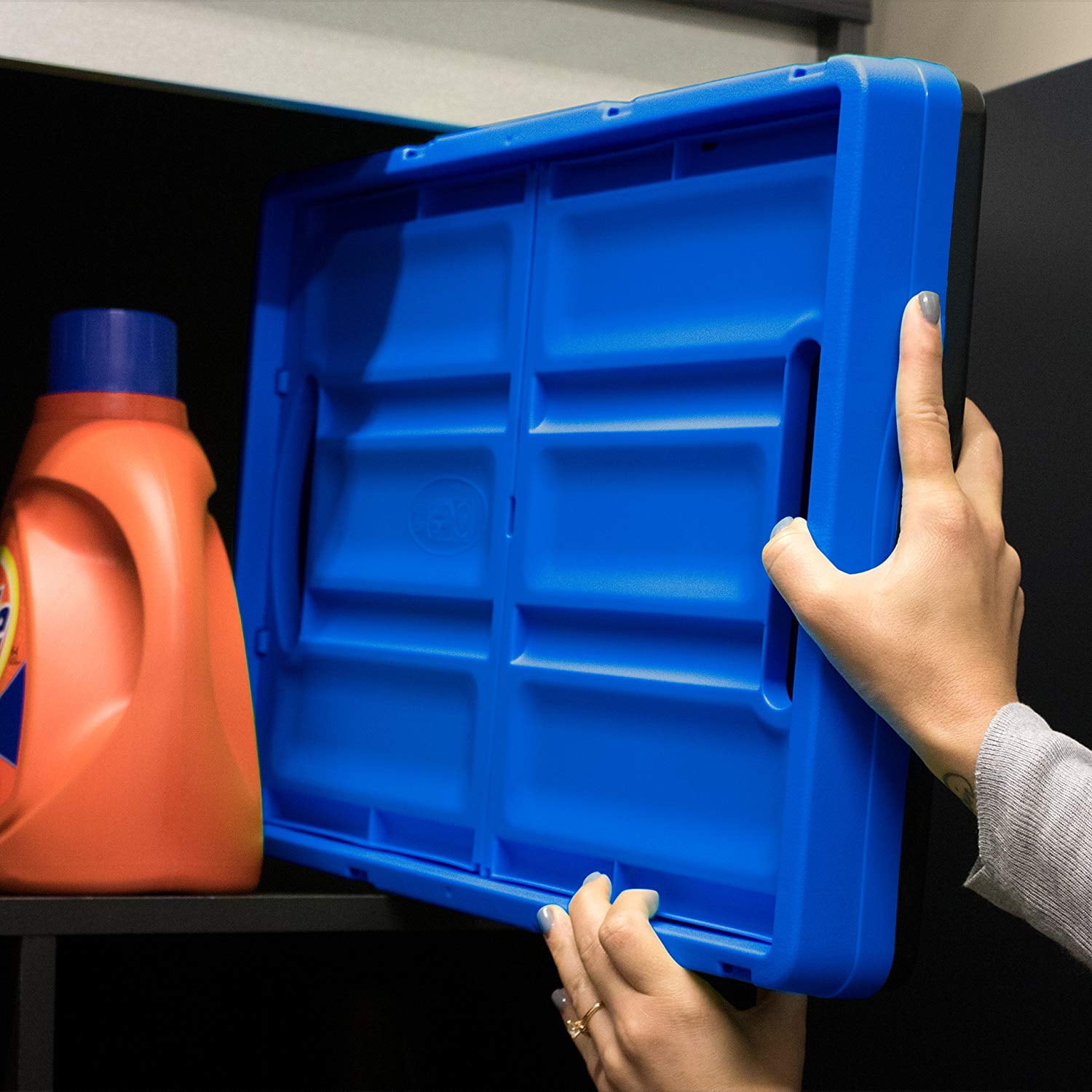 CleverMade 12 Gal Collapsible Storage Bins, 3PK Plastic Storage Bins - Blue