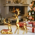 thumbnail image 3 of Christmas Resin Sitting Standing Deer Statue Reindeer Figurines Deer Decorations for Home Indoor Rustic Christmas Home Decor Statue Small Reindeer Sculpture,Gold,2pcs, 3 of 6
