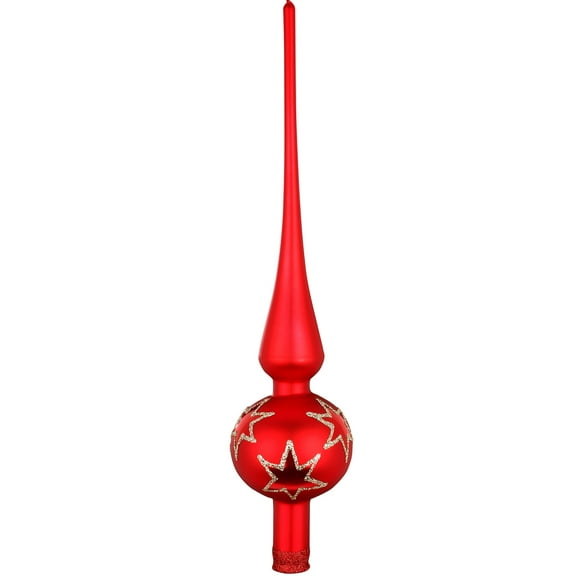 Inge Glas Rising Star Red Matte German Glass Finial Tree Topper 11.9 Inch